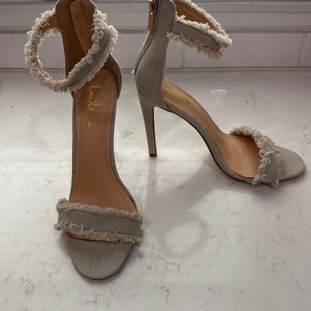Lulus Denim Fringe Heels